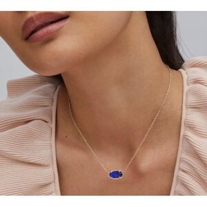 NEW Kendra Scott Elisa Gold Pendant Necklace With Cobalt Blue Cat's Eye BOX